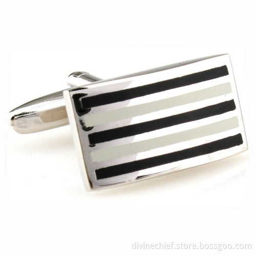 Custom Stripe Silver/Copper/Stainless Steel Cufflinks Wholesale Mens Cufflinks